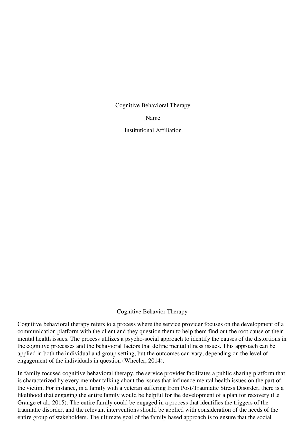Preview image for Cognitive Behavioral Therapy: Family Settings Versus Individual Settings
